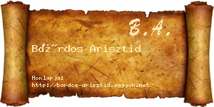 Bárdos Arisztid névjegykártya